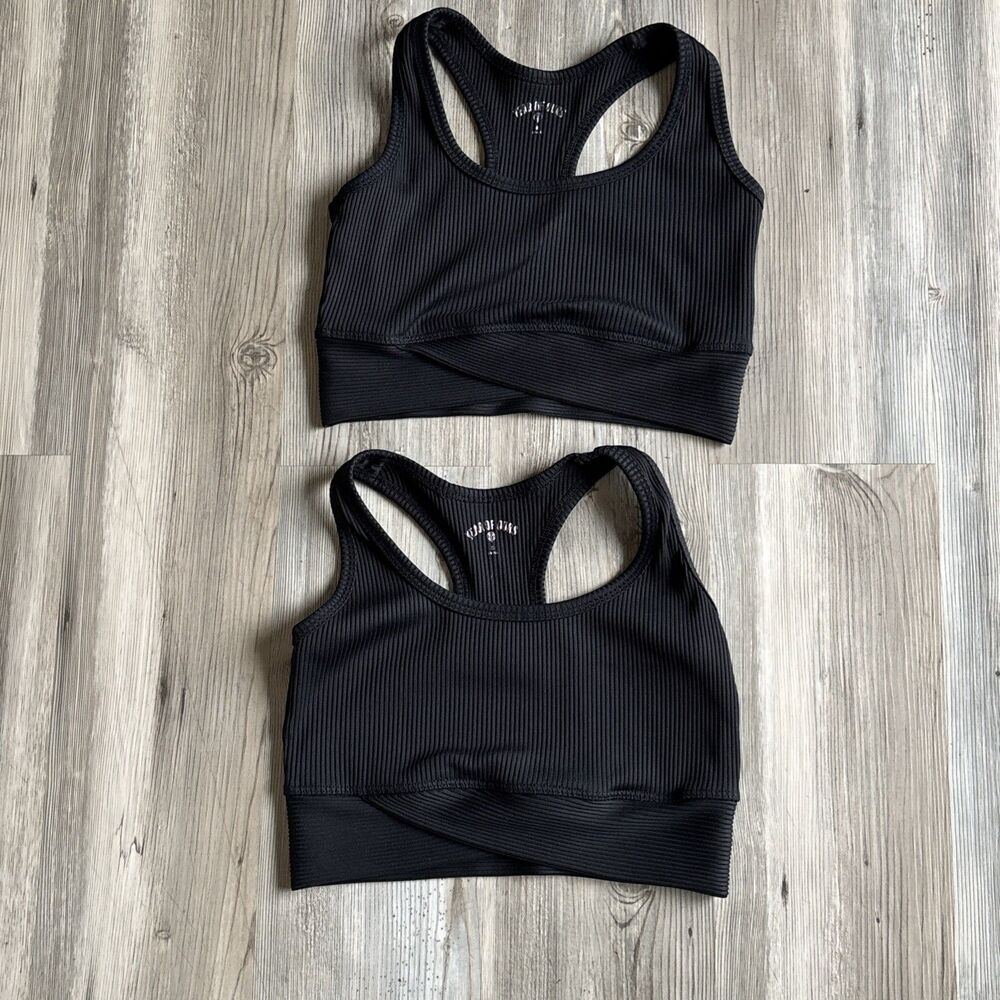 Year Of Ours Made in USA Ribbed Gym Bra 2.0 Sports Bra - Lot Of Two - Size Small